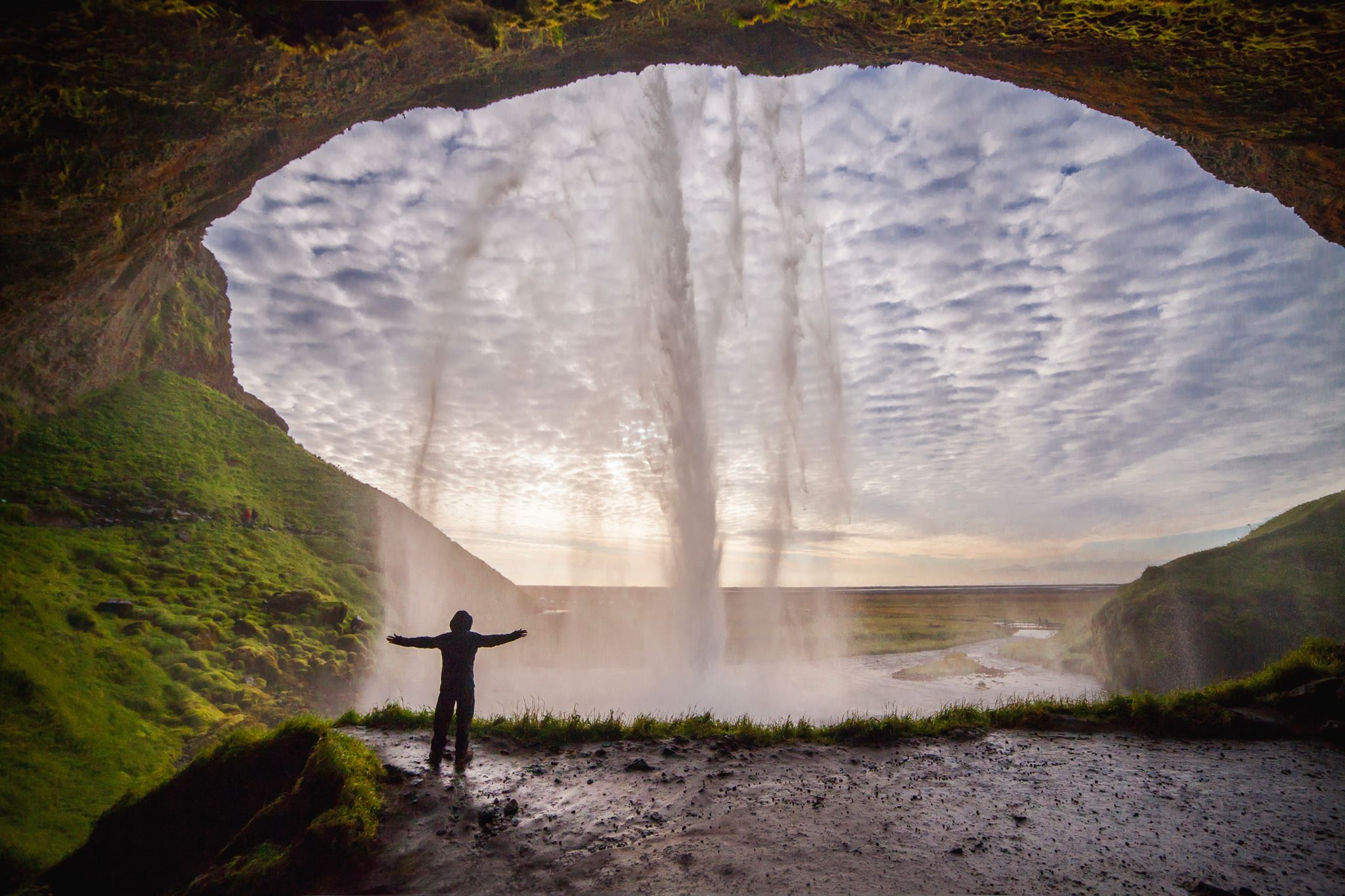 It is possible to walk behind Seljalandsfoss Waterfall