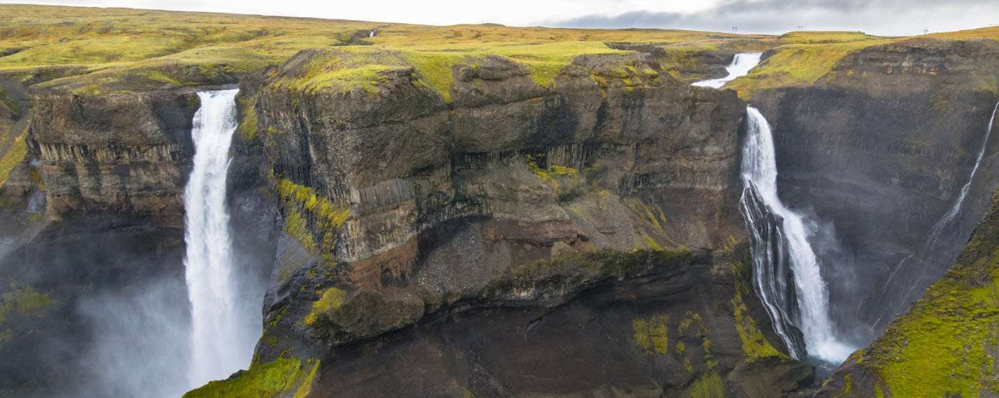 Háifoss and Granni waterfalls in Þjórsárdalur, South Iceland