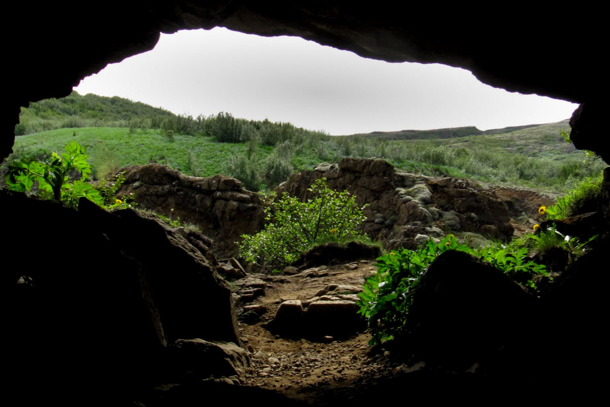 The cave at Glymur waterfall