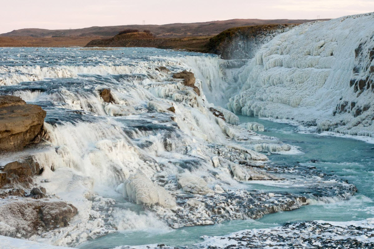 Gullfoss looks stunning when it freezes over during the winter