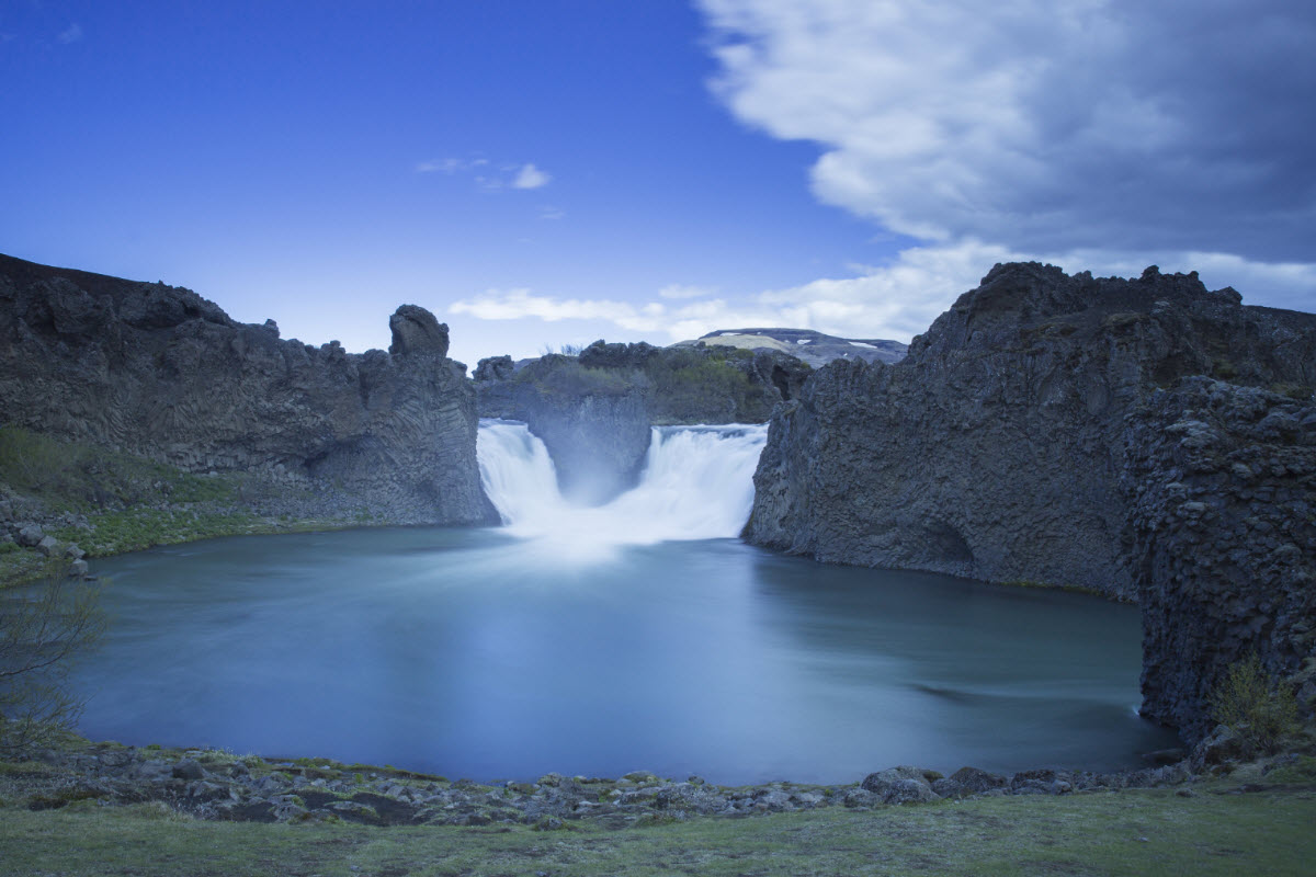 Hjalparfoss waterfall in Iceland