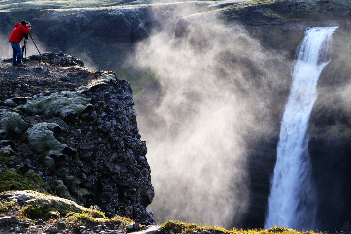 Haifoss waterfall is the perfect place for a good photo