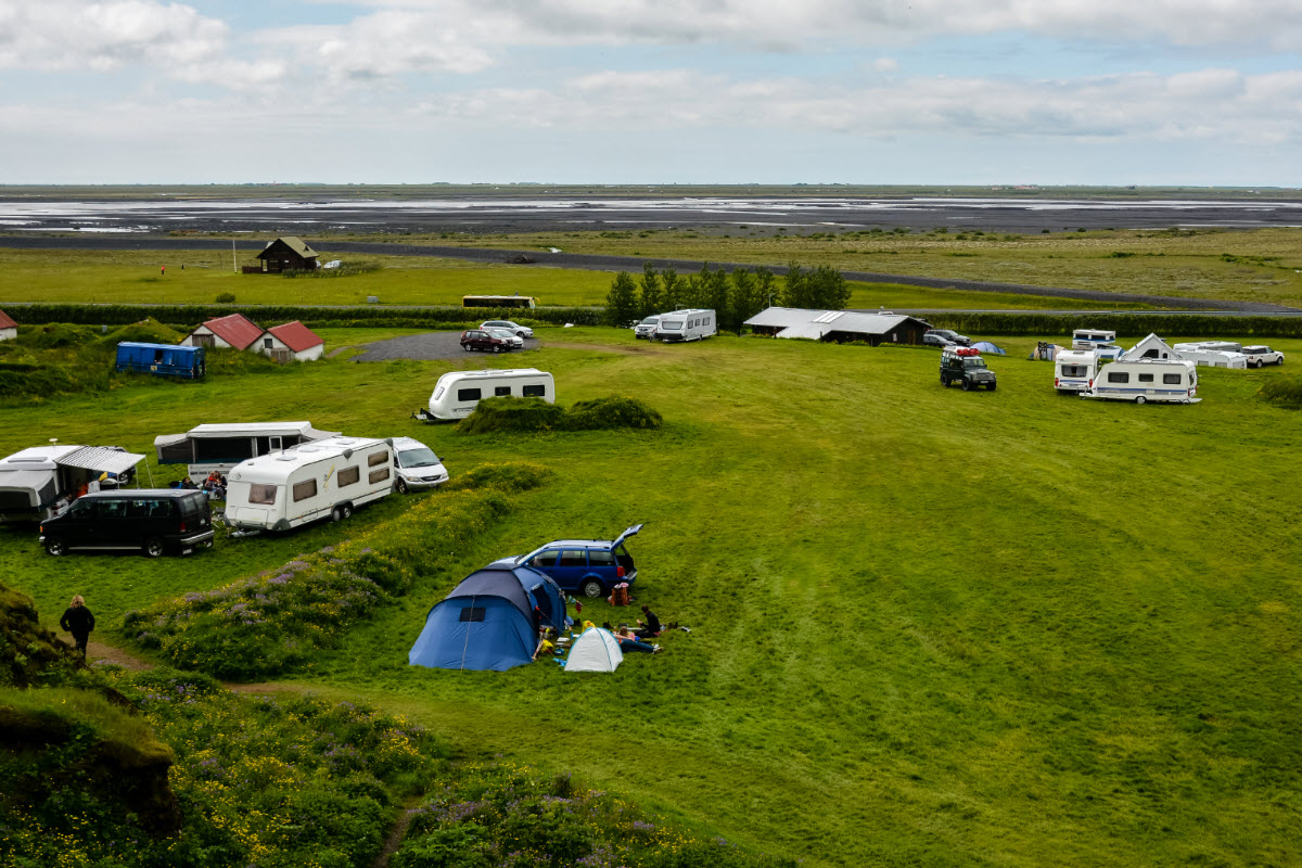 The camping area close to Gljufrabui waterfall in South Iceland