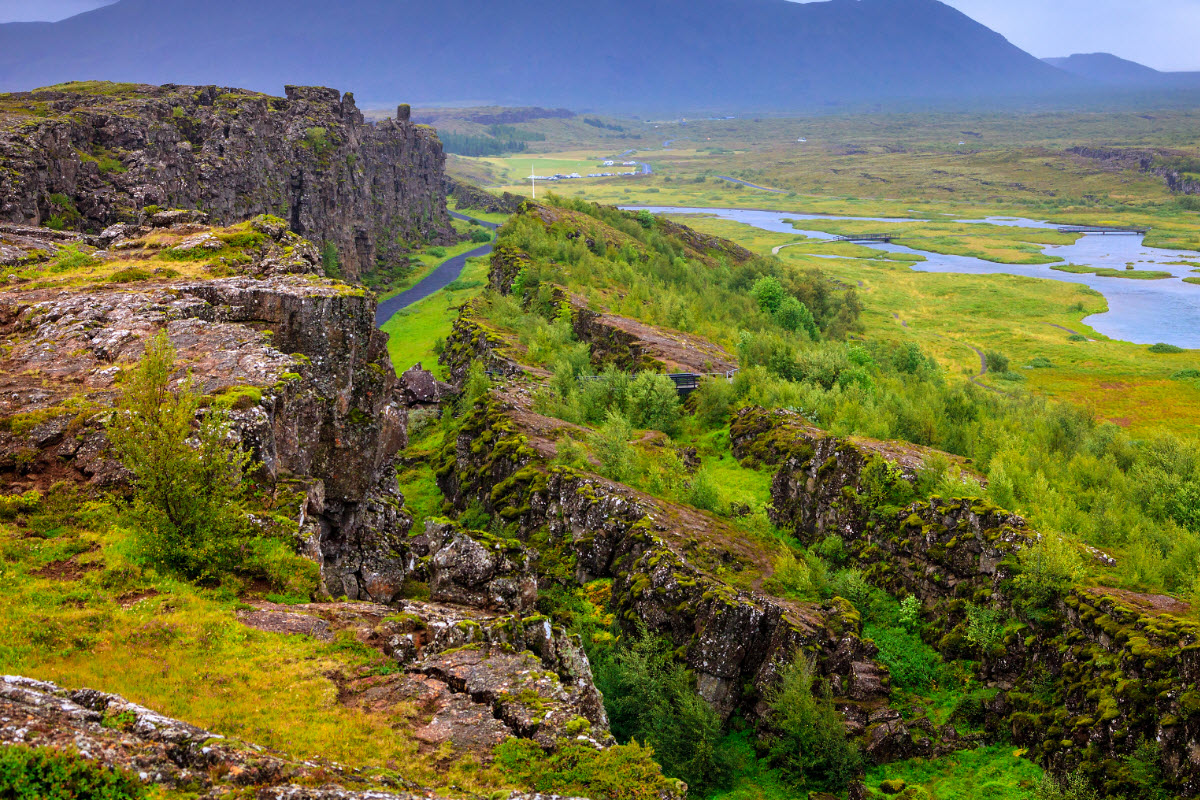 The rift valley in Thingvellir National Park Iceland