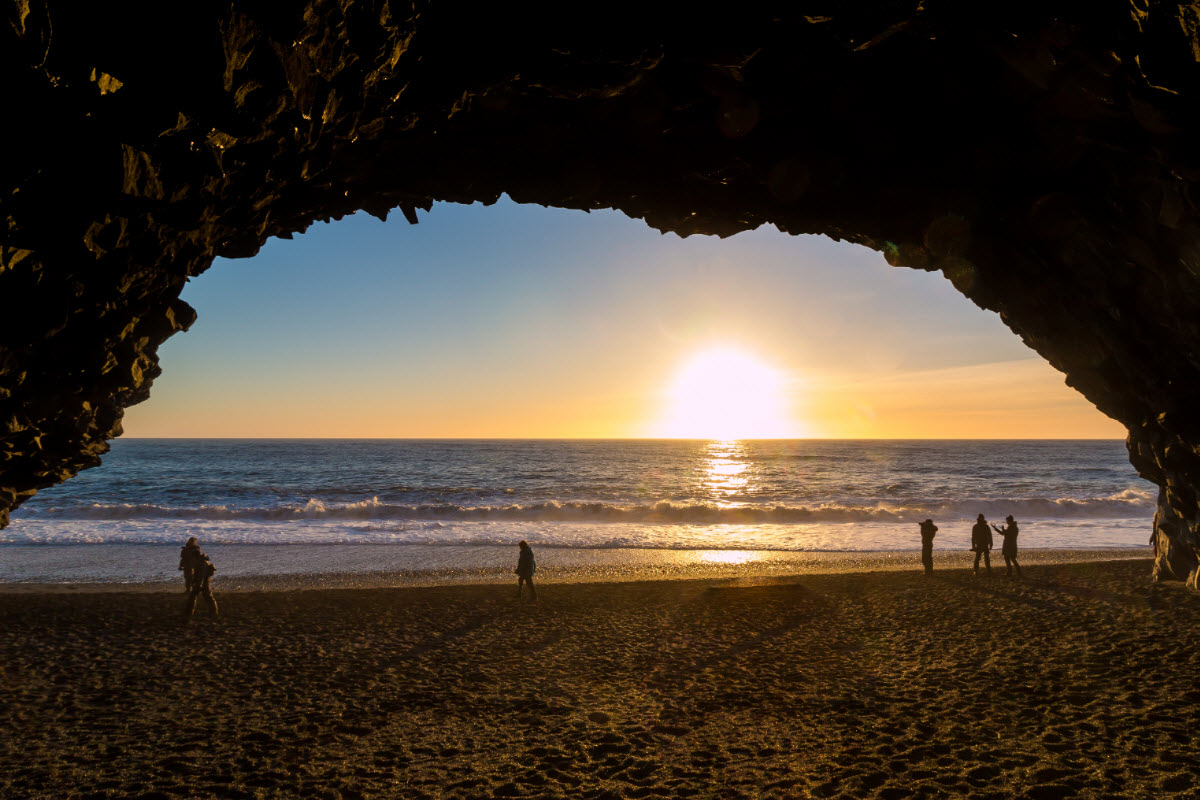 Halsanefshellir cave at Reynisfjara black sand beach Iceland