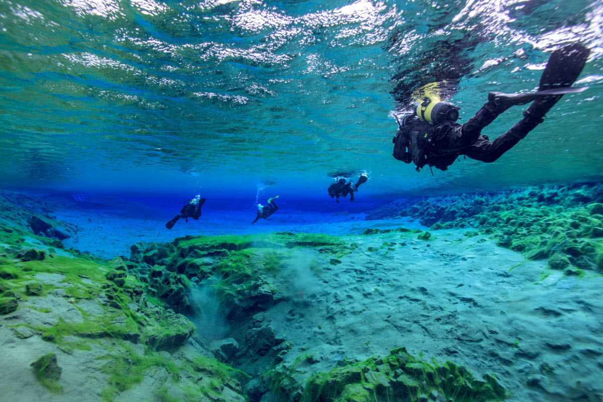 Snorkeling at Silfra in Thingvellir Iceland