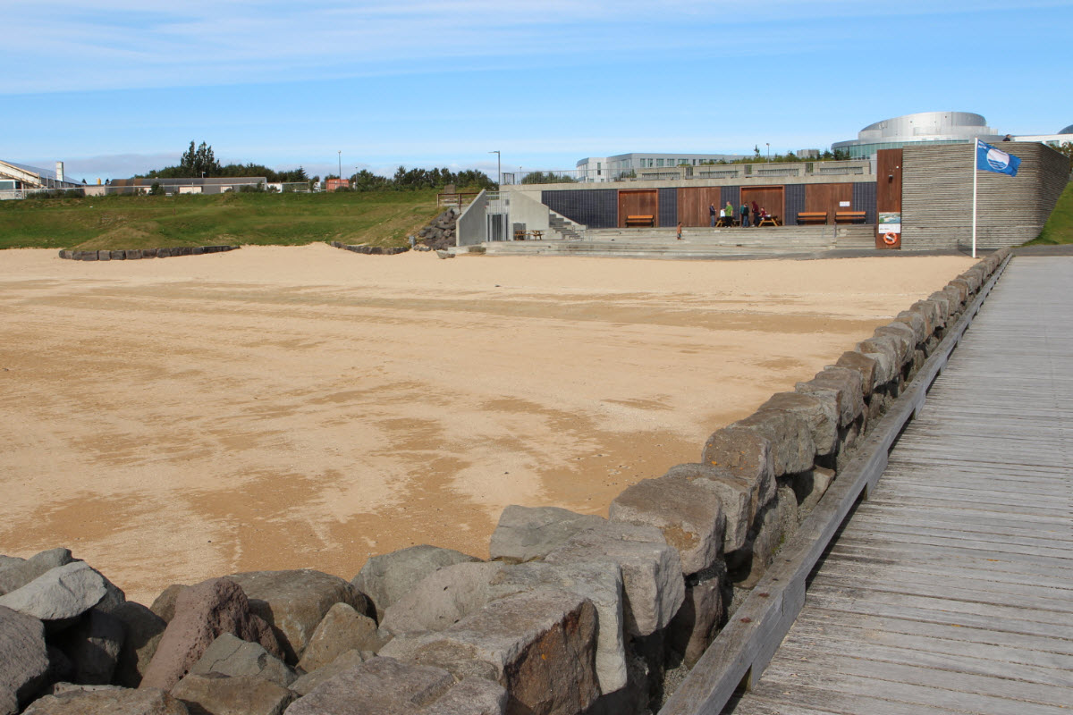 Nautholsvik is a man-made geothermal beach in Reykjavik