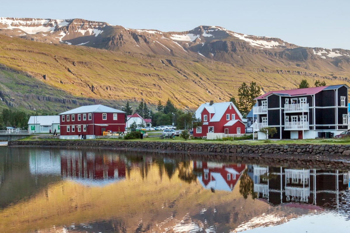 Many beautiful houses in Seydisfjordur town