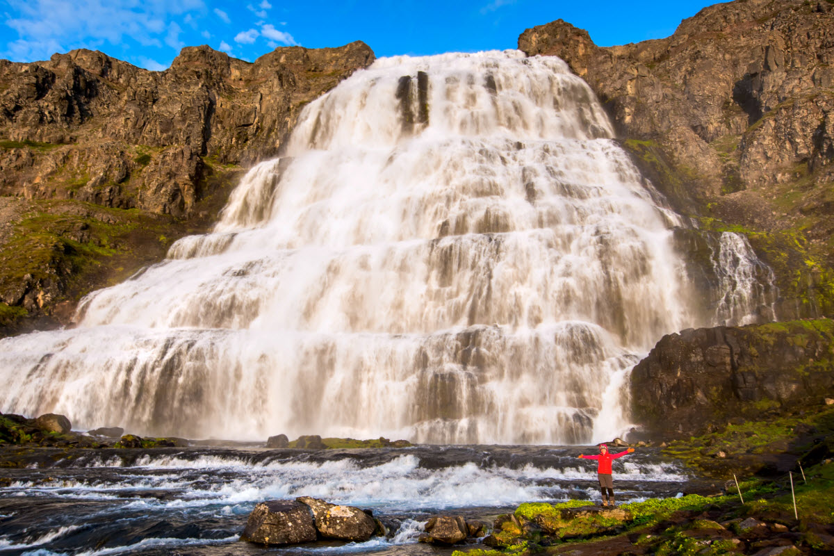 The waterfall is about 100 meters high and 30 meters wide at the top and 60 meters at the bottom 