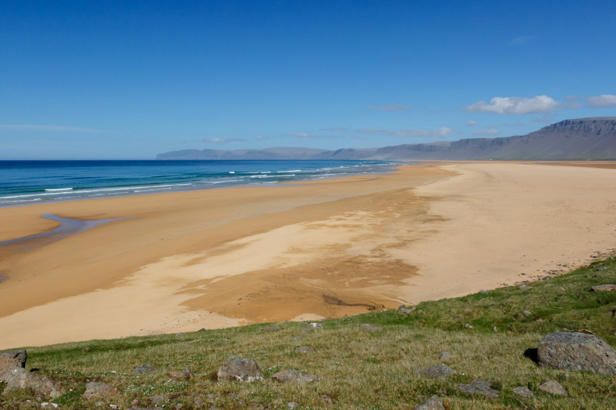 Most beaches in Iceland are black but Raudisandur has this red or golden-yellow color